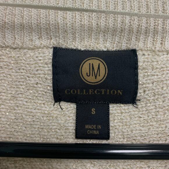 JM Collection Women's Brooch Topper Eggshell Cotton Blend Cardigan Top Size S - Picture 3 of 7